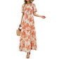 👗Casual damesjurk met bloemenprint, korte mouwen, ruches, hoge taille en zwierige pasvorm