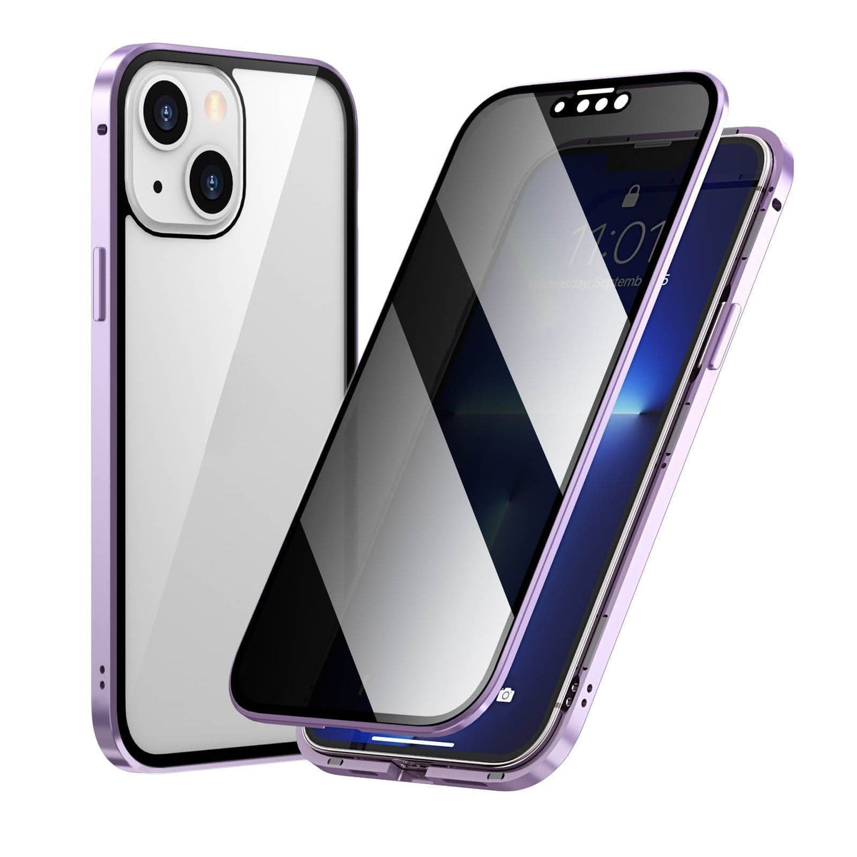 Magnetisch iPhone-hoesje met anti-spiegelglas en metaal
