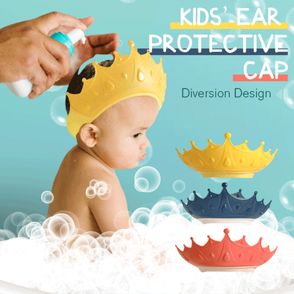 🔥50% KORTING!🛀 Oorbeschermingsmuts voor kinderen – Waterdichte douchemuts, verstelbaar en met een kroonmotief uit een tekenfilm