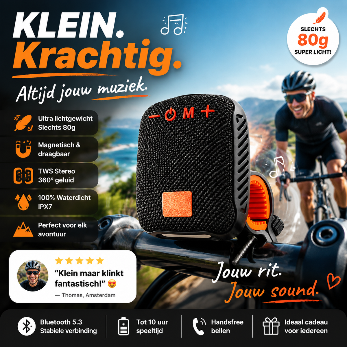 🔊💦 50K+ VERKOCHT! IPX5 Waterdichte fiets bluetooth luidspreker, handsfree bellen & TWS stereo