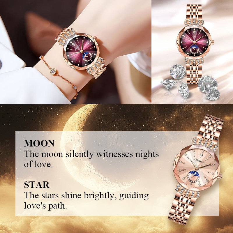 🔥Dames modieuze diamant maanster horloge