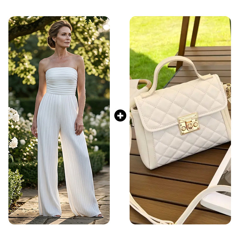 🎁2026 Nieuw binnen 50% KORTING💥🔥🎁Strapless jumpsuit met wijde pijpen en kreukels