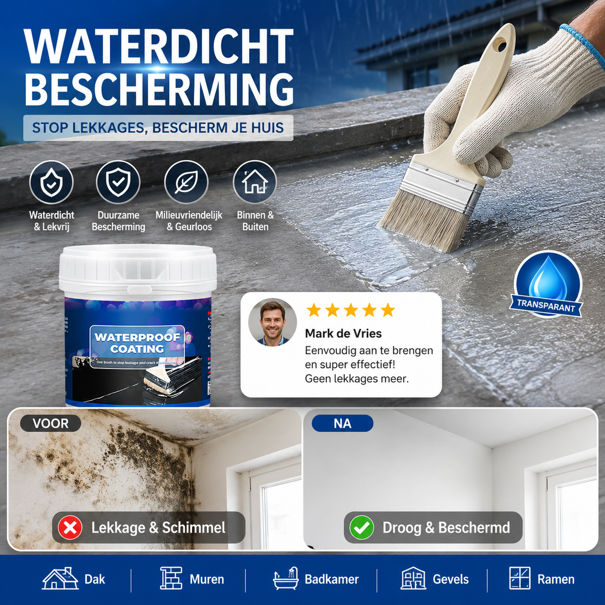 💧🏡 Waterbestendige multifunctionele polyurethaancoating