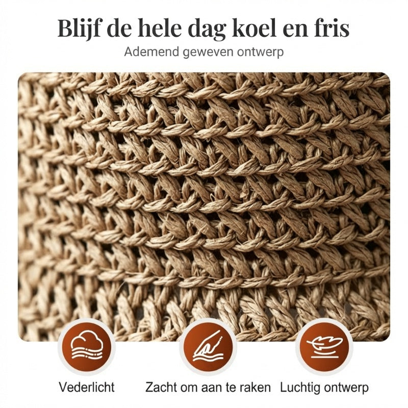 Opvouwbare Strohoed met Retro Strik – Ademende Zomerhoed voor Dames