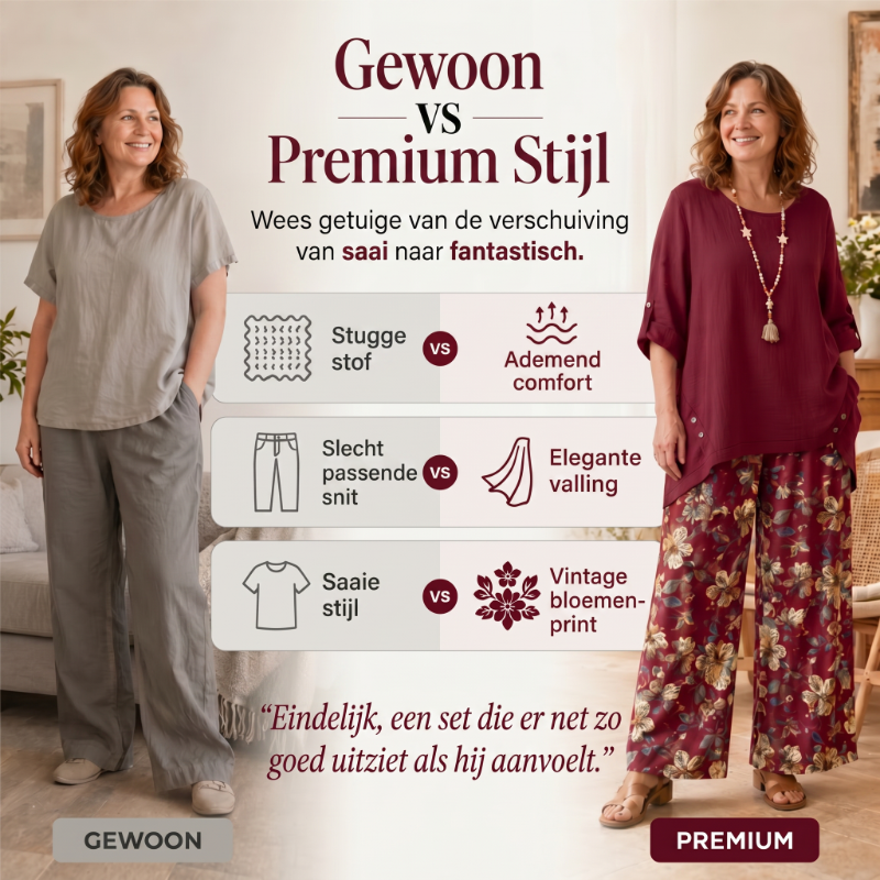 🔥50K+ VERKOCHT🌼 Boho tweedelige set, katoenlinnen zonder zweten