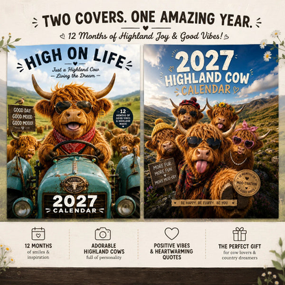 🐮❤️ Bespaar 50% op 2027 kalender – 🖌️ handgetekende stijl, 😂 humoristische tekeningen, 📅 12 maanden vol plezier!