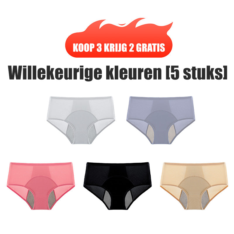 🌟KOOP 5 KRIJG 5 GRATIS 🌟Lekvrij Menstruatie Ondergoed voor Vrouwen met Hoge Taille