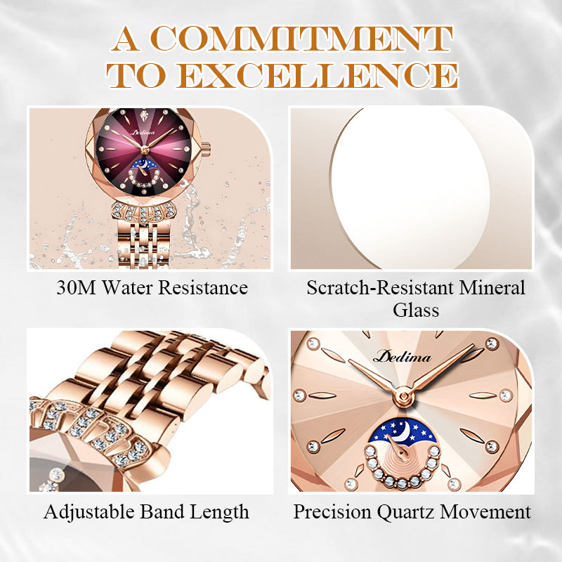 🔥Dames modieuze diamant maanster horloge