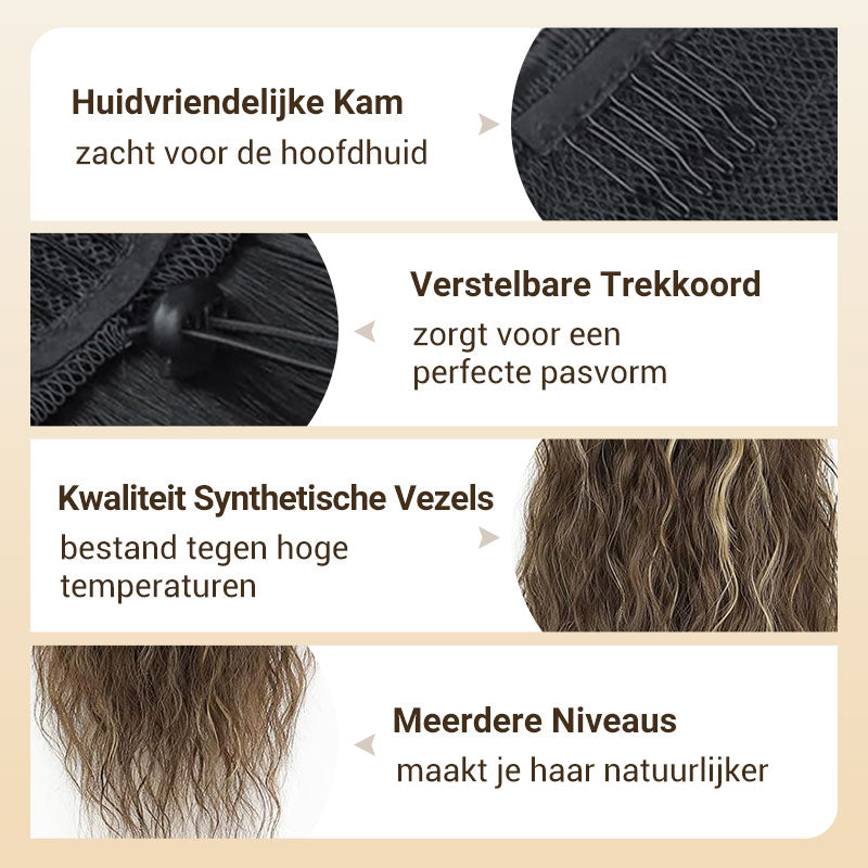 ⏳Beperkte tijd 50% korting💥 Krullend Golvend Pluizig Haar Extensie met Paardestaart