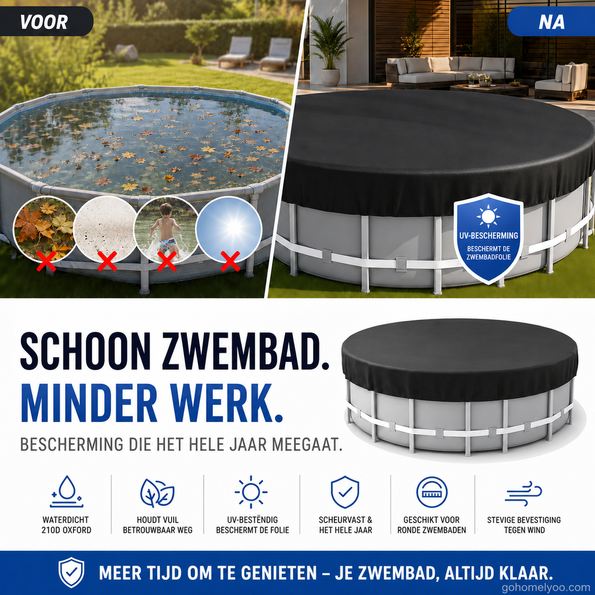 🏊‍♂️🍂 50% KORTING! Stop met het vissen van rottende bladeren uit je zwembad! Dit waterdichte 210D Oxford zeil houdt álles buiten en je water glashelder.
