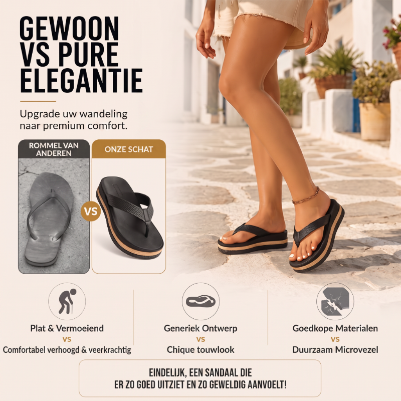 Platform teenslippers met geweven bandje voor dames
