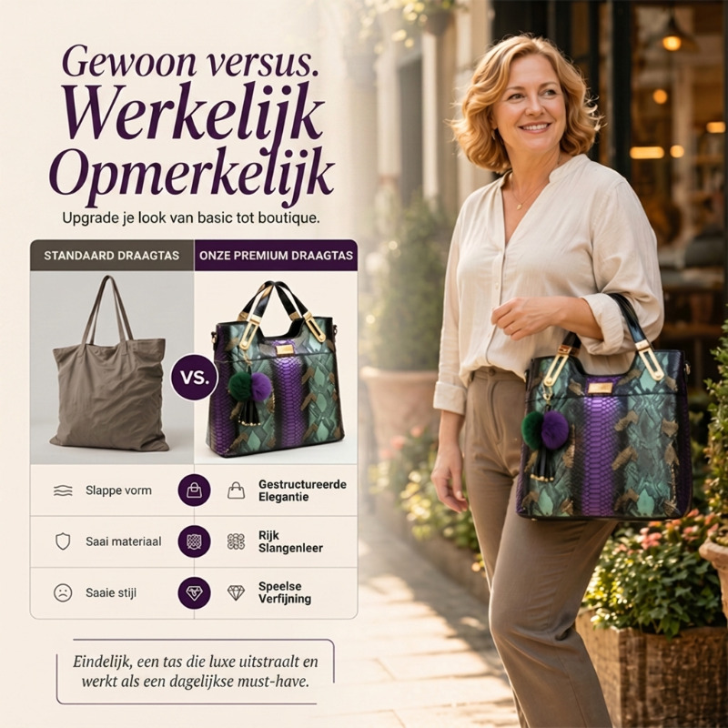 Elegante shopper van PU-leer met slangenprint