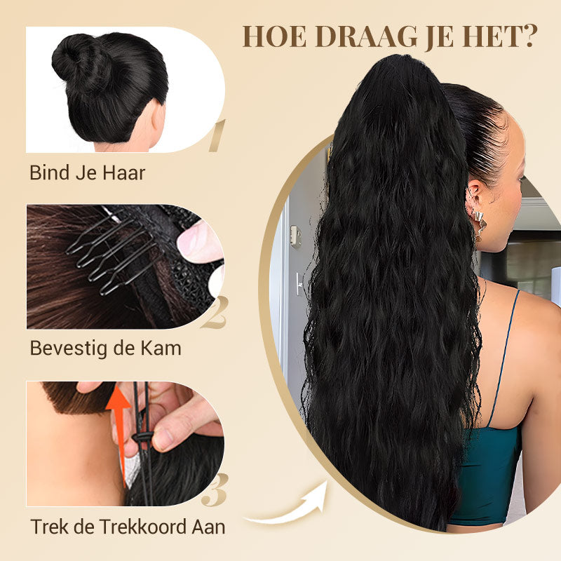 ⏳Beperkte tijd 50% korting💥 Krullend Golvend Pluizig Haar Extensie met Paardestaart