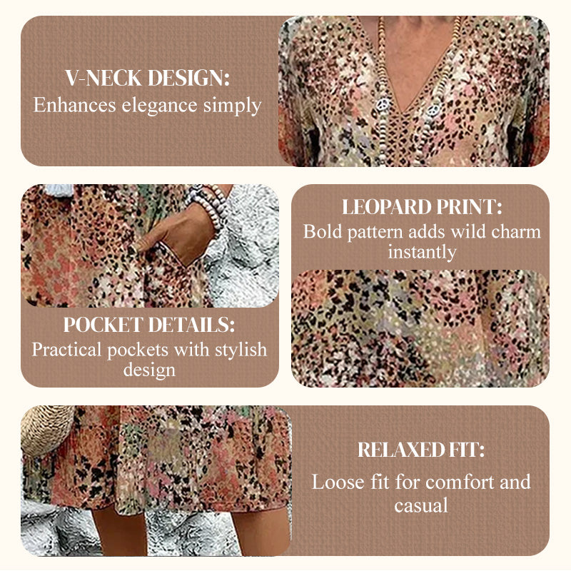 ✨👗Linnen/Cotton Jurk met V-hals | Levendige Print | Comfortabele Pasvorm | Voor Elke Gelegenheid🌟