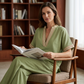 Dames V-hals Top en Wijde Pijp Broek Set