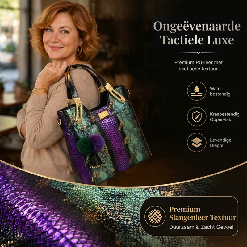 Elegante shopper van PU-leer met slangenprint