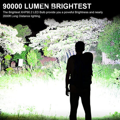 Oplaadbare LED Zaklamp 90000 Lumen – Tactische Zaklamp met Powerbank & 7 Modi
