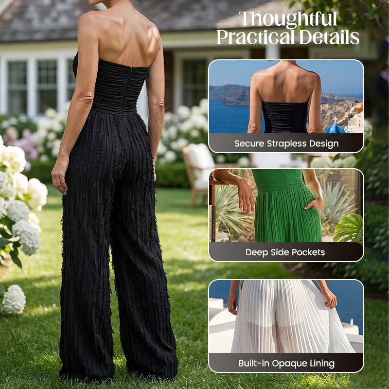🎁2026 Nieuw binnen 50% KORTING💥🔥🎁Strapless jumpsuit met wijde pijpen en kreukels