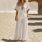 Dames V-hals Top en Wijde Pijp Broek Set