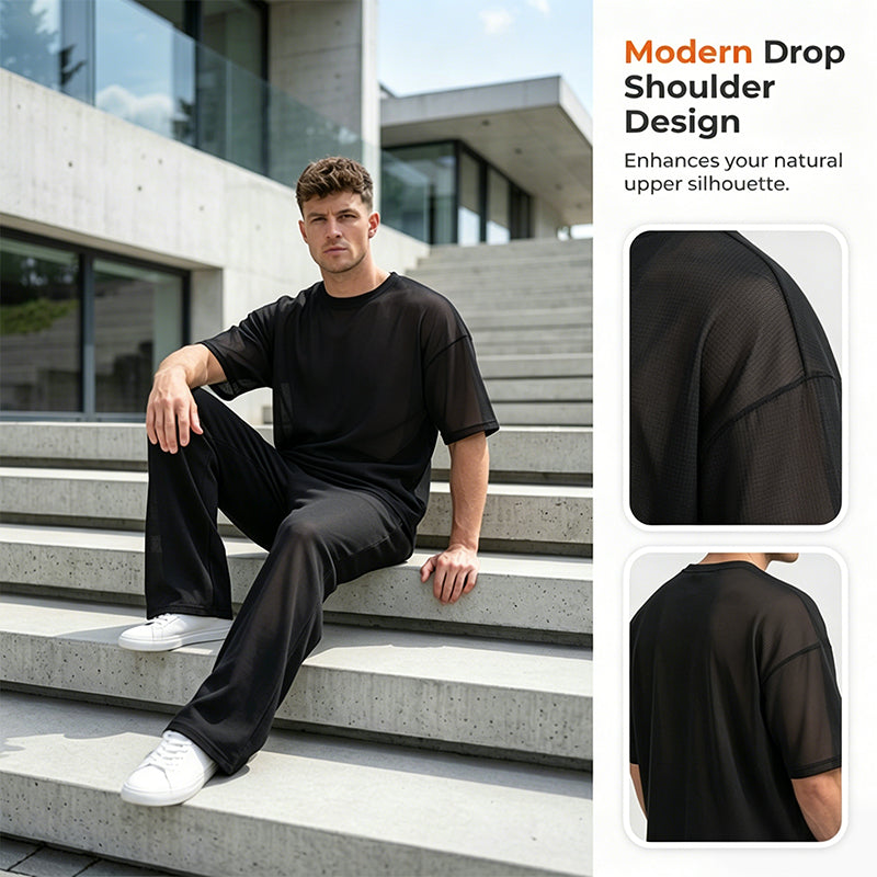 🎁2026 Nieuwe collectie 50% KORTING💥2-delige set voor heren: T-shirt en wijde broek