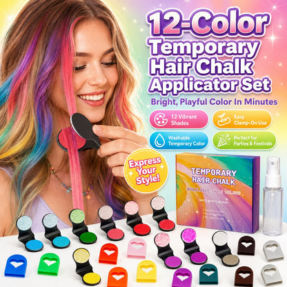 🔥 50% KORTING! 🌈 12-Kleuren Tijdelijke Haarkrijtset – Met Applicator | Snel Kleur in je Haar Zonder Permanente Verandering ✨