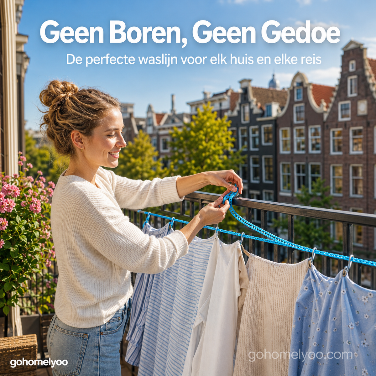 🏠Koop 1 krijg 1 gratis💖Draagbare waslijn klemt overal – balkon, badkamer of tuin⌛50% korting🔥