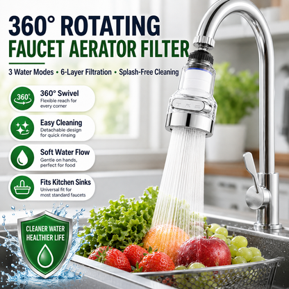 🚰360°Rotating Faucet Filter‑Splash‑Proof Water Purifier