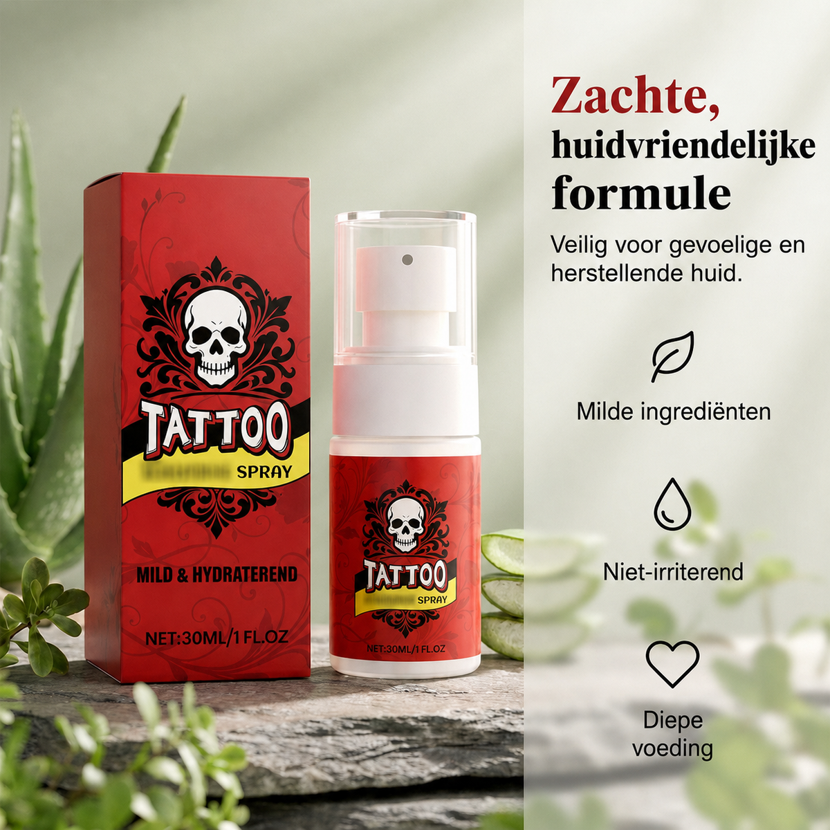 Hydraterende spray voor nazorg na een tatoeage