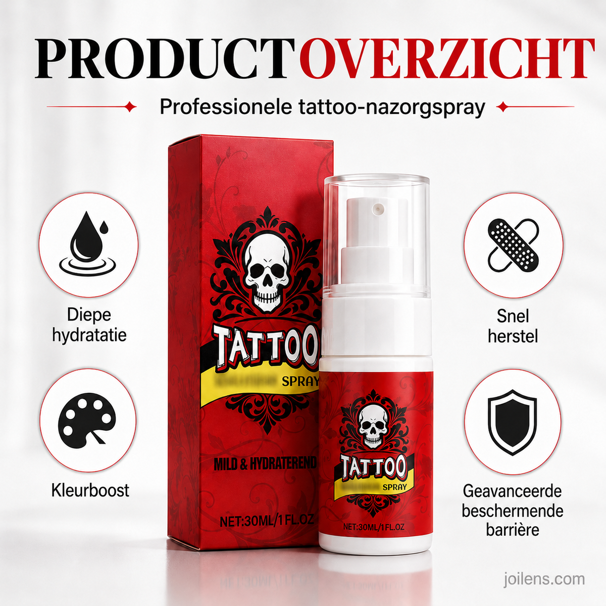 Hydraterende spray voor nazorg na een tatoeage