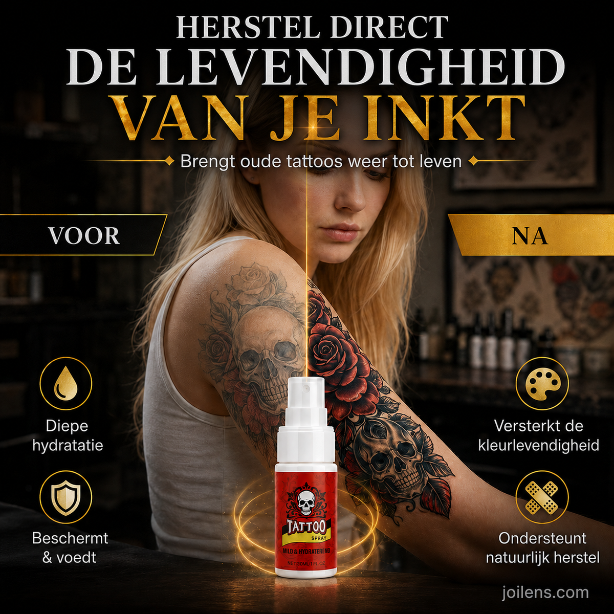 Hydraterende spray voor nazorg na een tatoeage