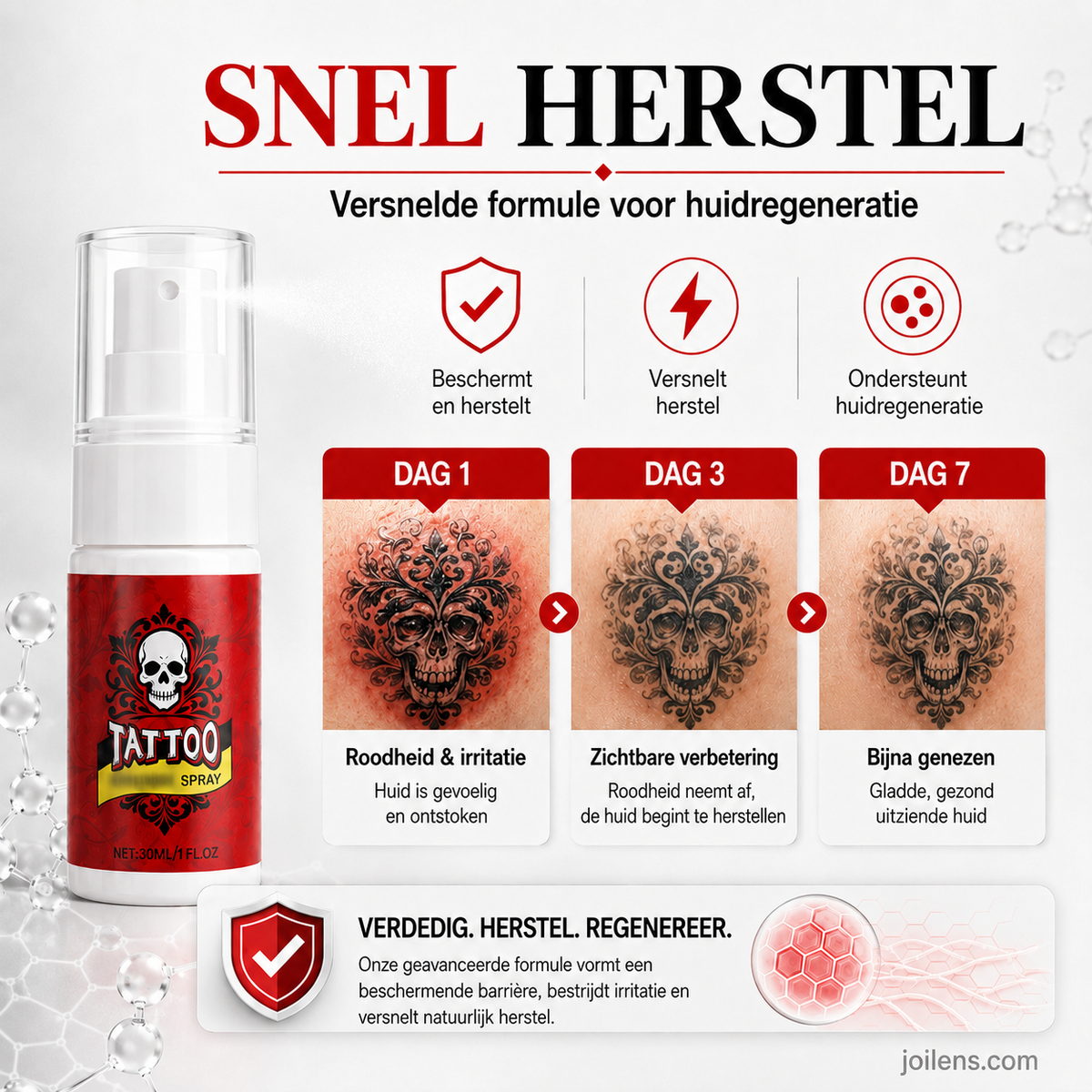 Hydraterende spray voor nazorg na een tatoeage