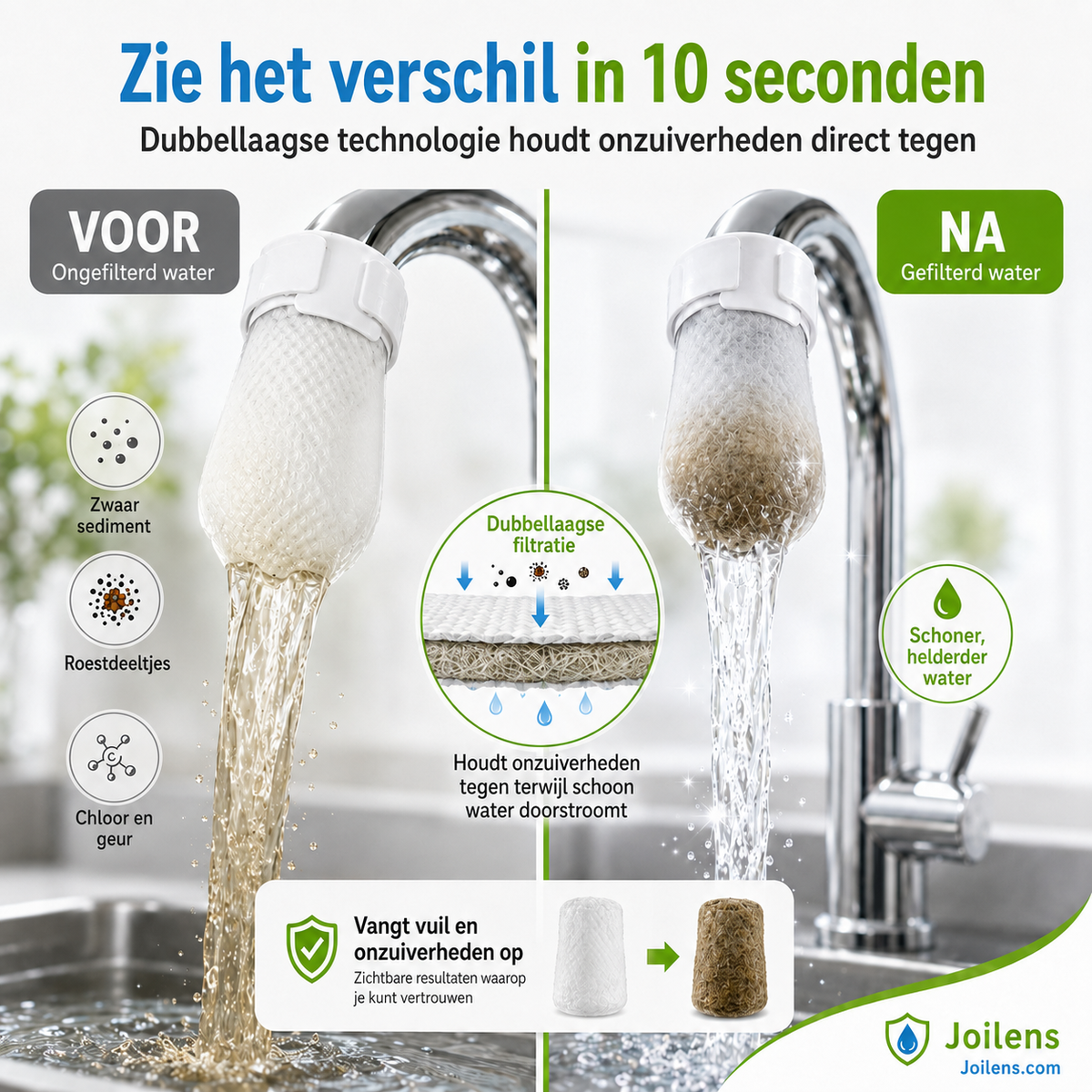 🥳2026 HOT SALE🥳💞50.000+ VERKOCHT! 🚰💧 50% KORTING! Anti‑spatsch keukenkraan katoenfilter – meerlaags PP‑katoen verwijdert roest, sediment en onzuiverheden. Bescherm uw kraanwater – schoner, veiliger en een betere smaak! 🛡️✨