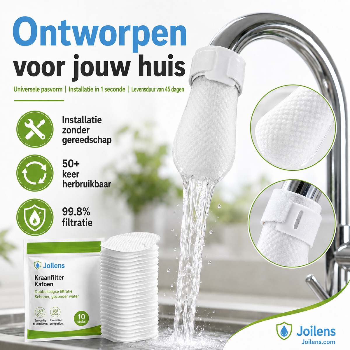 🥳2026 HOT SALE🥳💞50.000+ VERKOCHT! 🚰💧 50% KORTING! Anti‑spatsch keukenkraan katoenfilter – meerlaags PP‑katoen verwijdert roest, sediment en onzuiverheden. Bescherm uw kraanwater – schoner, veiliger en een betere smaak! 🛡️✨