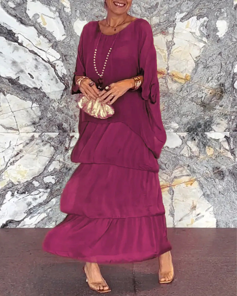 💐Elegante Nederlandse stijl: Vleermuismouwjurk - Vloeiend en romantisch om te dragen!🌸Elegant, comfortabel en tijdloos – Jouw nieuwe favoriet voor elke gelegenheid