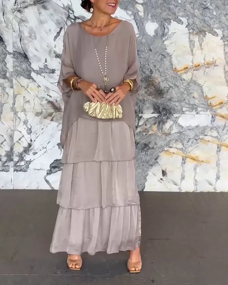 💐Elegante Nederlandse stijl: Vleermuismouwjurk - Vloeiend en romantisch om te dragen!🌸Elegant, comfortabel en tijdloos – Jouw nieuwe favoriet voor elke gelegenheid