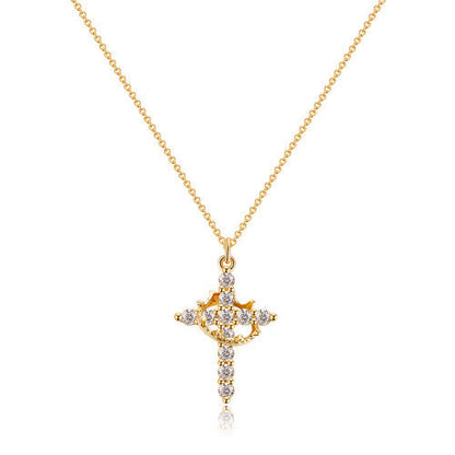 🤩Full Diamonds draaibare kroon kruis ketting