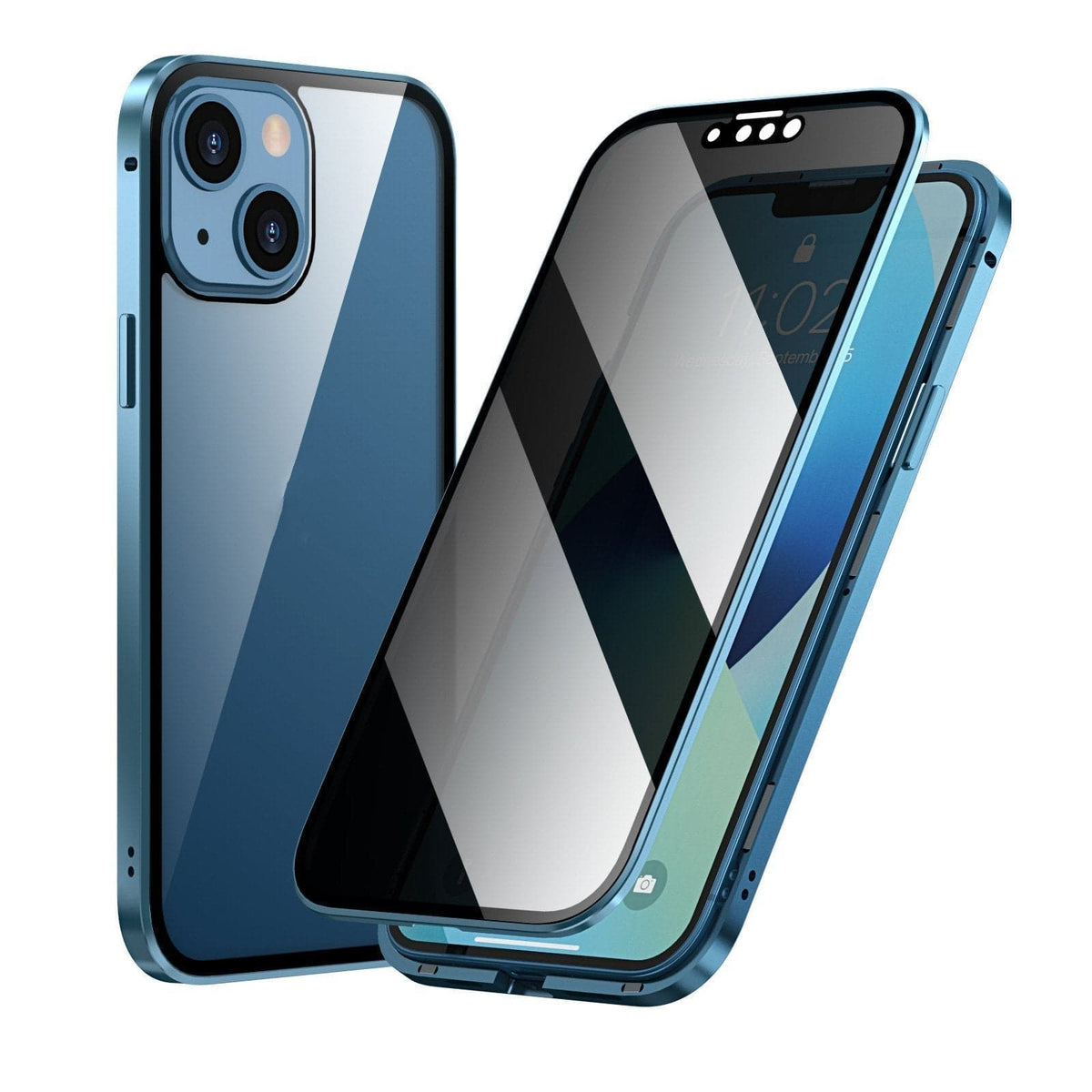 Magnetisch iPhone-hoesje met anti-spiegelglas en metaal