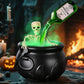 Halloweendecoratie binnen - heksenketel met magische zwevende fles & mistmaker