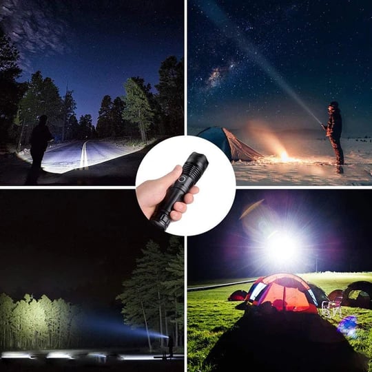Oplaadbare LED Zaklamp 90000 Lumen – Tactische Zaklamp met Powerbank & 7 Modi