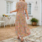 👗Casual damesjurk met bloemenprint, korte mouwen, ruches, hoge taille en zwierige pasvorm