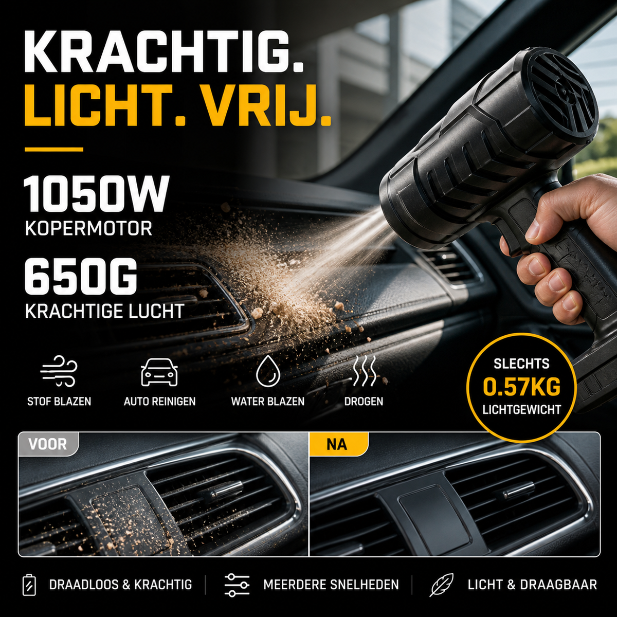 🔥 2026 BESTSELLER! 50% KORTING! 1050W Draadloze Blazer – Krachtig, Draagbaar & Veelzijdig | Voor Auto, Tuin, Garage & Elektronica 💨⚡
