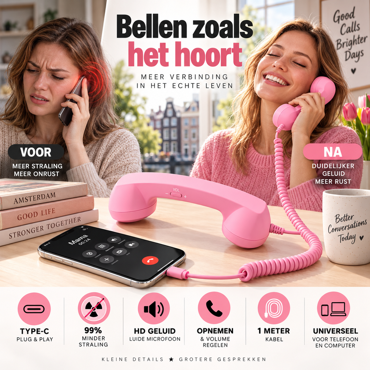 ⏳ 50% KORTING! ⏰ Retro Telefoonhoorn met Bluetooth | Klassiek Vintage Design | Voor Thuis & Kantoor