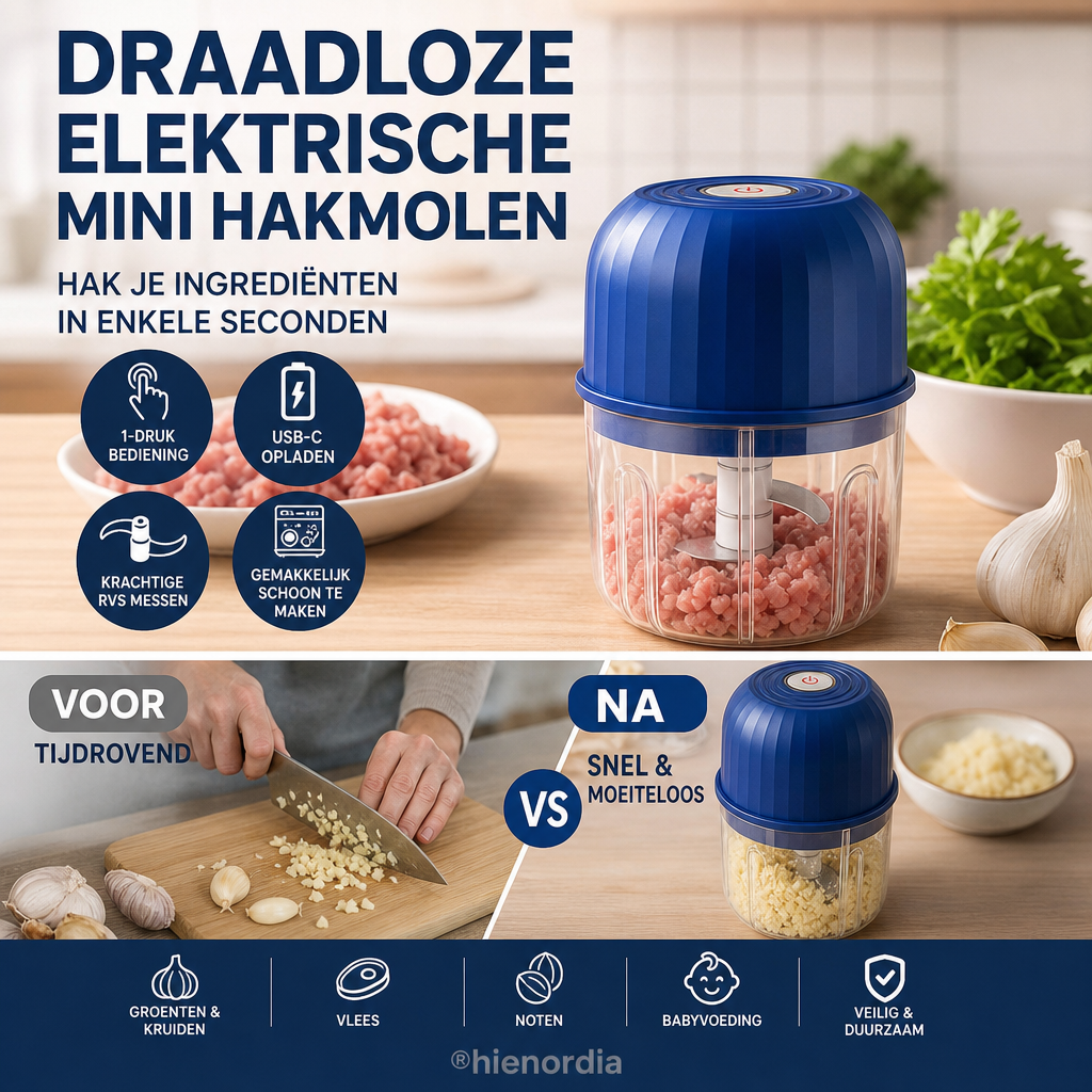 Draadloze, energiezuinige elektrische mini-voedselhakke
