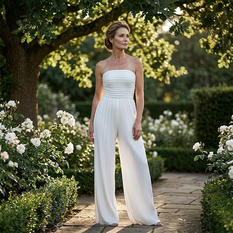 🎁2026 Nieuw binnen 50% KORTING💥🔥🎁Strapless jumpsuit met wijde pijpen en kreukels