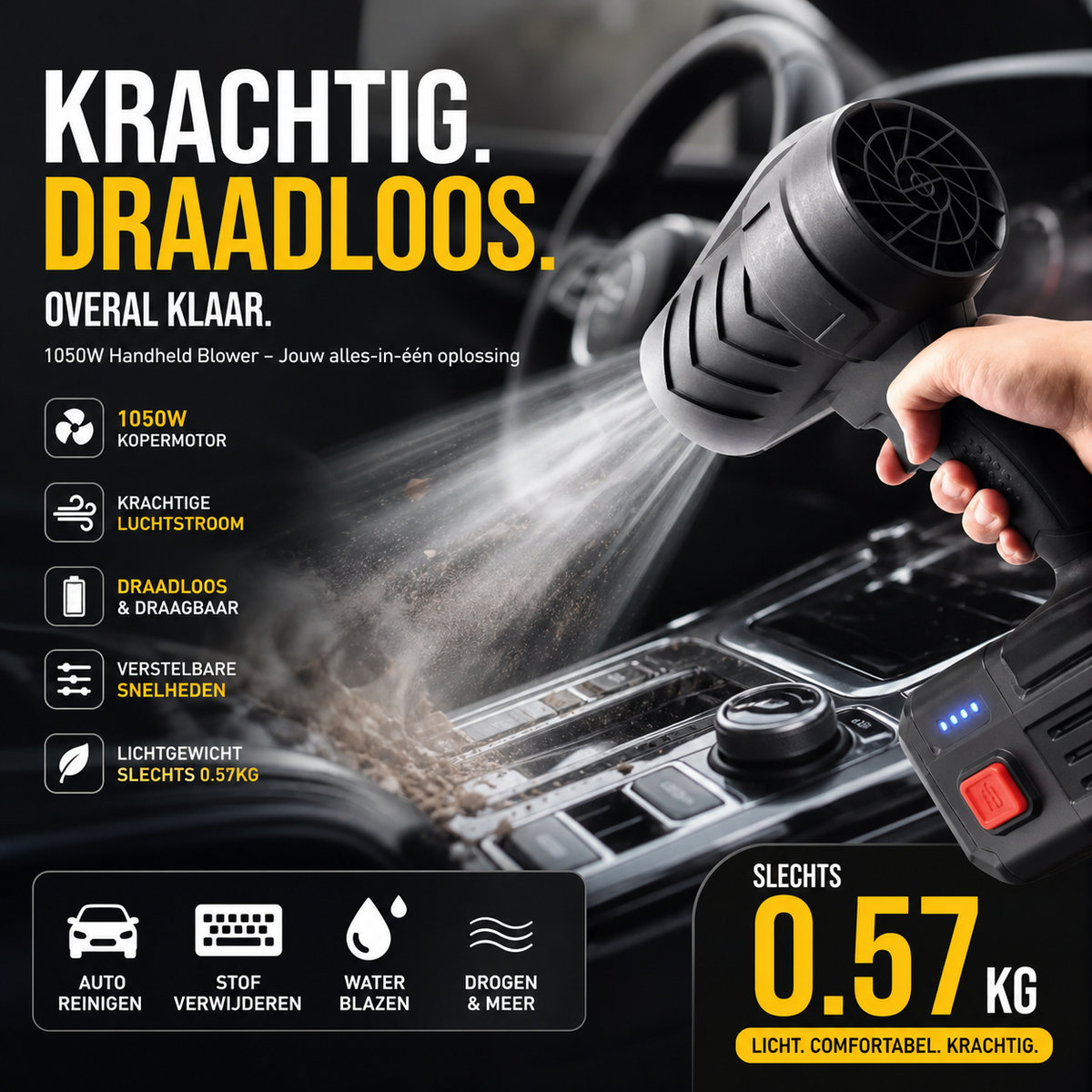 🔥 2026 BESTSELLER! 50% KORTING! 1050W Draadloze Blazer – Krachtig, Draagbaar & Veelzijdig | Voor Auto, Tuin, Garage & Elektronica 💨⚡