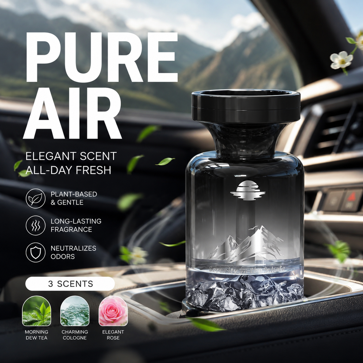 🥳UITVERKOOP 2026🥳💞MEER DAN 50.000 VERKOCHT!🚗🌿 50% KORTING! 110 ml langwerkende luchtverfrisser voor in de auto – Natuurlijke plantenextracten, verwijdert rook- en huisdiergeuren. Wekenlang fris. Bergmotief. Adem rustig door! 💨