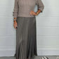 Elegante Ronde Hals Geplooide Maxi Jurk voor Dames - Lange Mouwen Sweatshirt Jurk