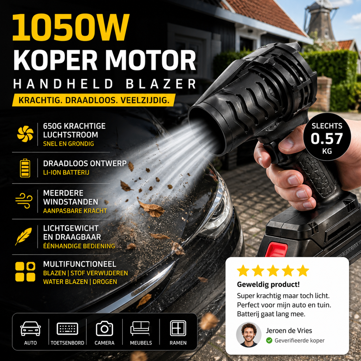 🔥 2026 BESTSELLER! 50% KORTING! 1050W Draadloze Blazer – Krachtig, Draagbaar & Veelzijdig | Voor Auto, Tuin, Garage & Elektronica 💨⚡