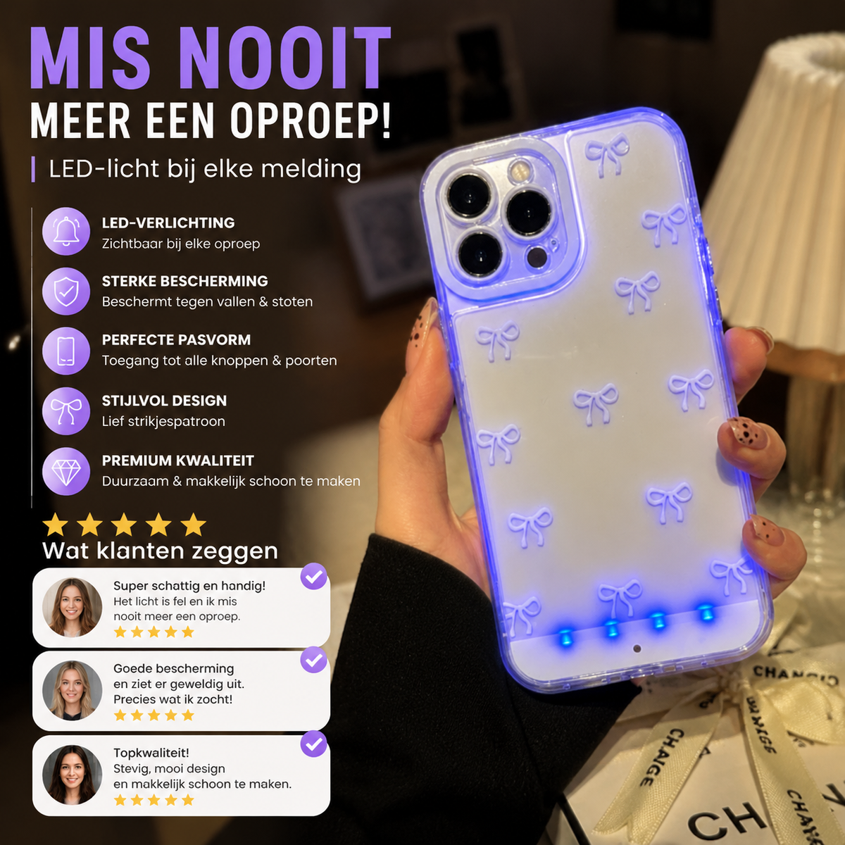 📱50% KORTING✨Stop met het missen van oproepen in je tas! Dit LED-hoesje licht op als een vuurtoren bij elke melding, beschermt je telefoon tegen vallen, en ziet er nog stylish uit ook!