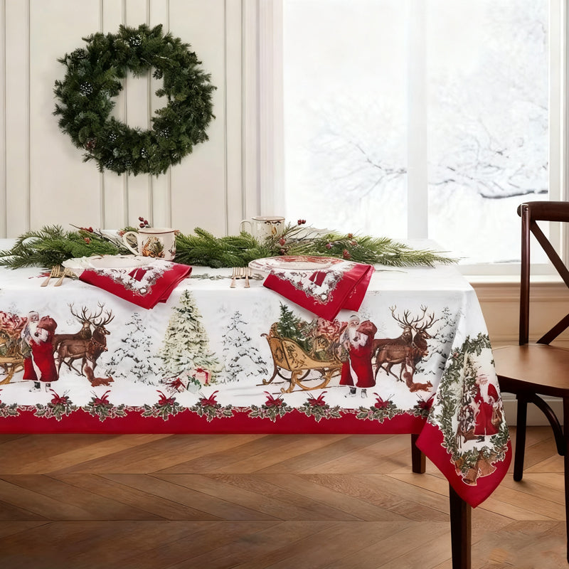 🎄 40% KORTING VOOR BEPERKTE TIJD! 🎁 Stijlvolle Tafelkleed met Kerstprint – Vlekbestendig, Kreukvrij, Makkelijk Schoon te Maken ✨